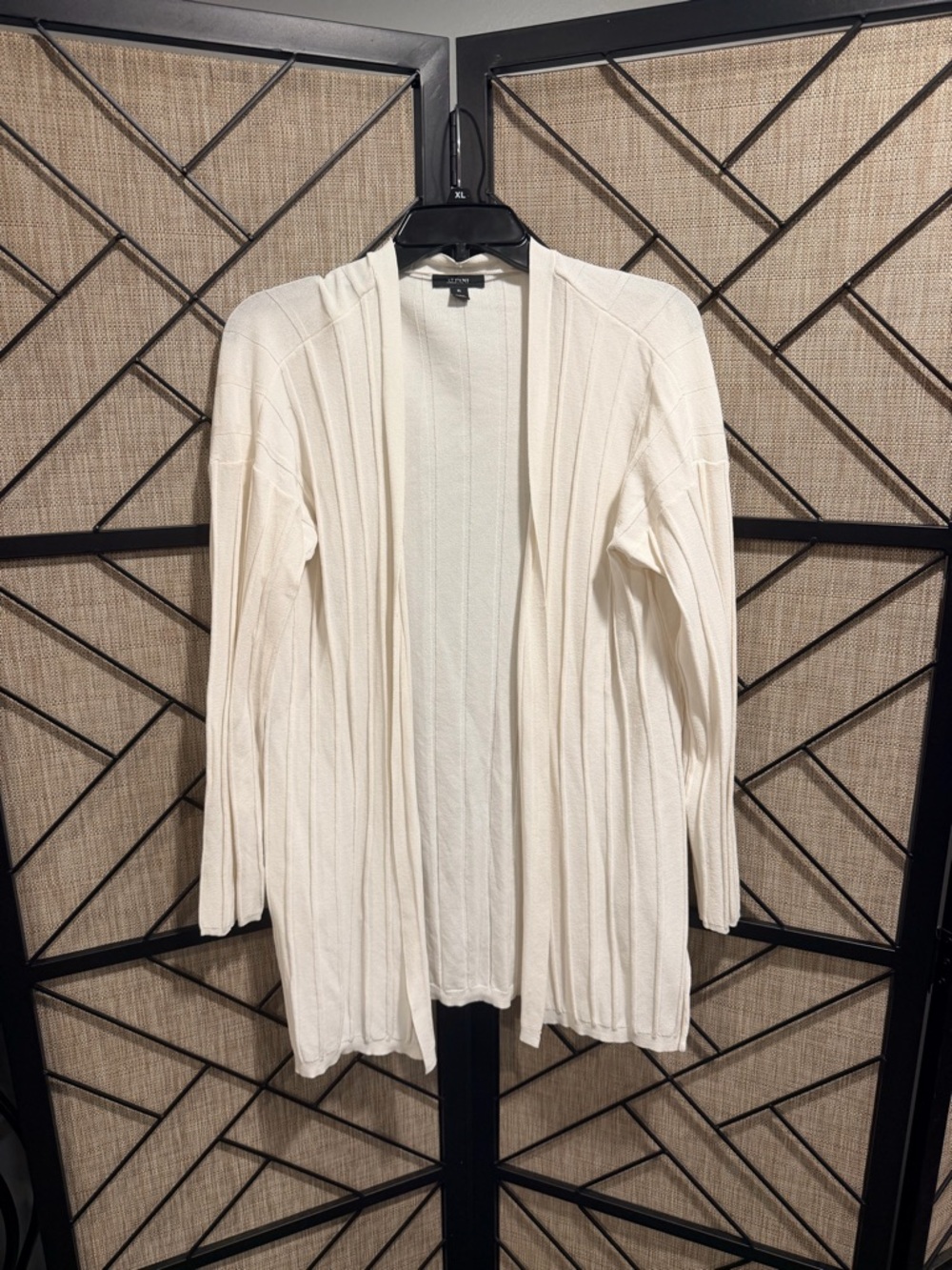 Alfani Rayon Ivory Open-Front Ribbed Lightweight Flowy Cardigan - XL